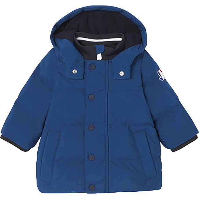 Baby Boy Nylon Parka, Navy Blue - Jackets - 1