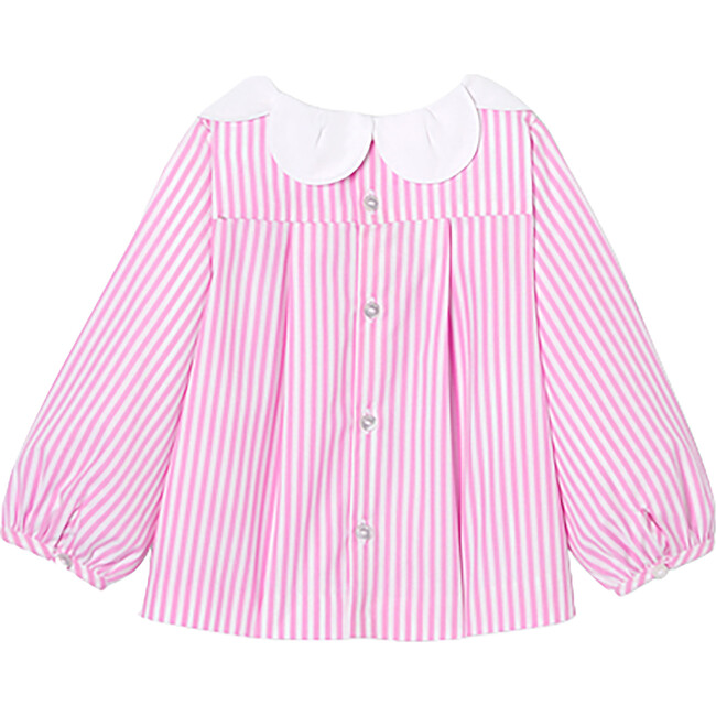 Baby Girl Striped Blouse, White/Pink - Blouses - 2