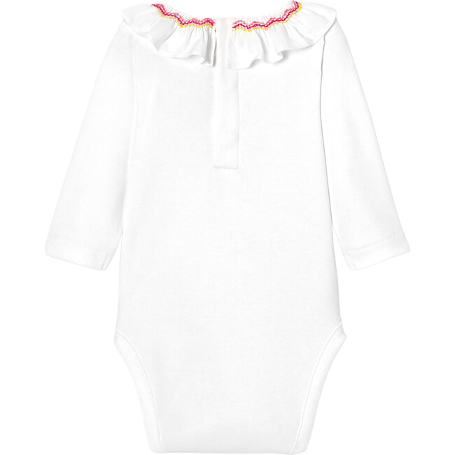 Baby Girl Long Sleeve Bodysuit, White - Onesies - 2