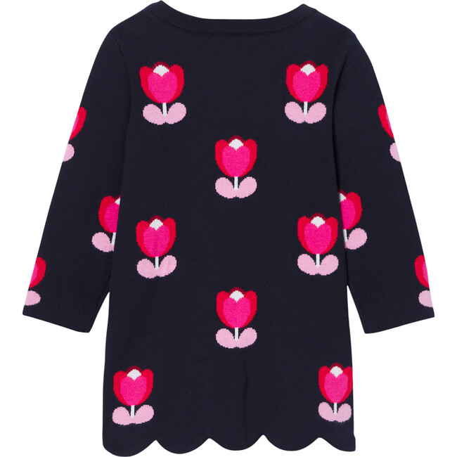 Baby Girl Long Sleeve Dress, Navy - Dresses - 2