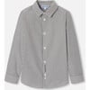 Boy Striped Shirt in Poplin, White/Grey - Shirts - 1 - thumbnail