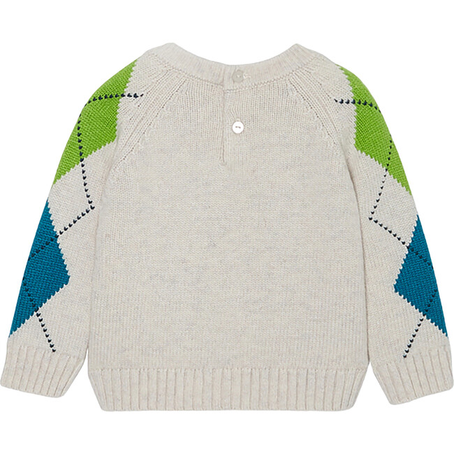 Baby Boy Jacquard Sweater, Heather Beige - Sweaters - 2