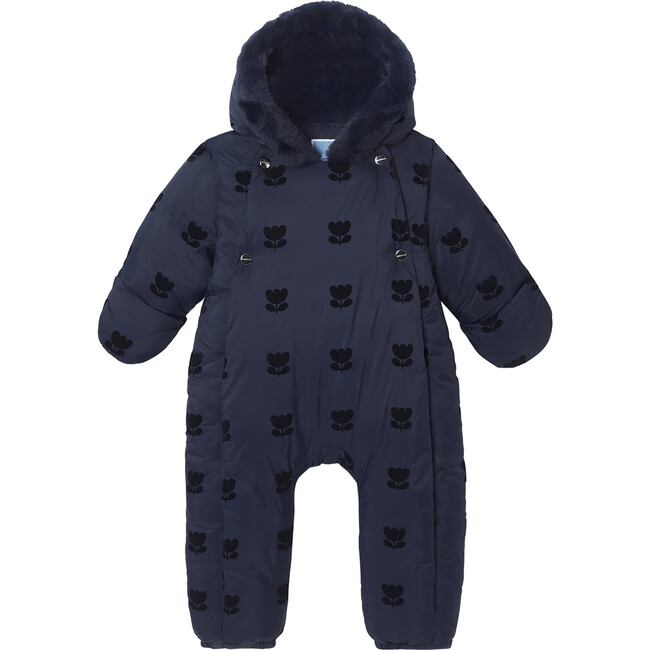 Baby Girl Nylon Snowsuit, Navy - Snowsuits - 3