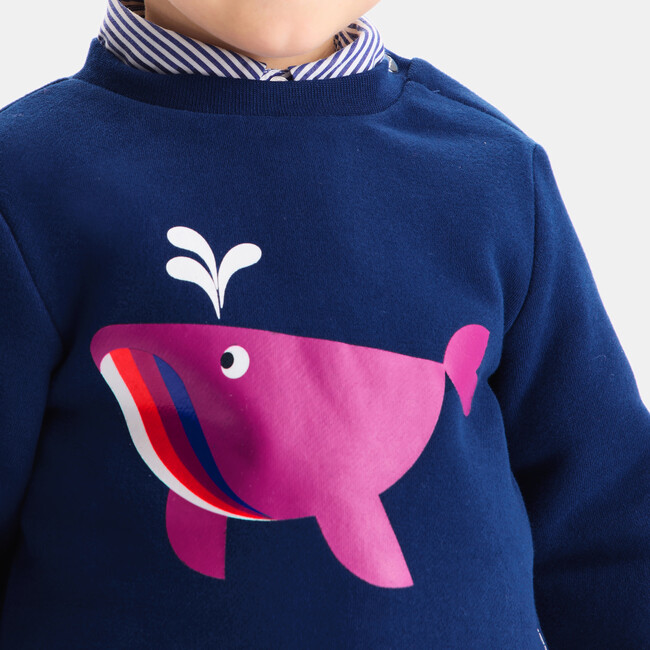 Baby Boy Fleece Sweatshirt, Dark Blue - Sweatshirts - 3