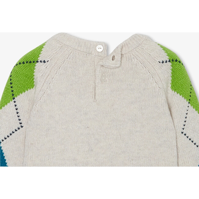 Baby Boy Jacquard Sweater, Heather Beige - Sweaters - 3