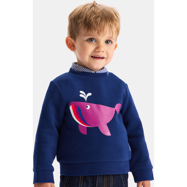 Baby Boy Fleece Sweatshirt, Dark Blue - Sweatshirts - 4