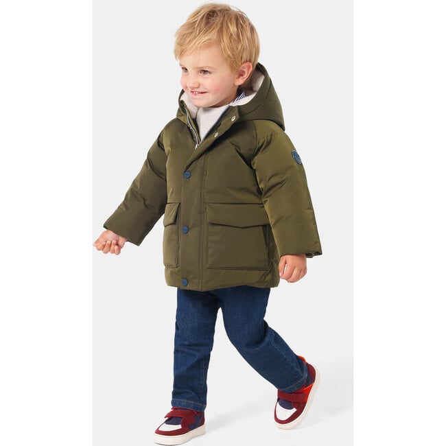 Baby Boy Nylon Coat, Khaki - Coats - 3