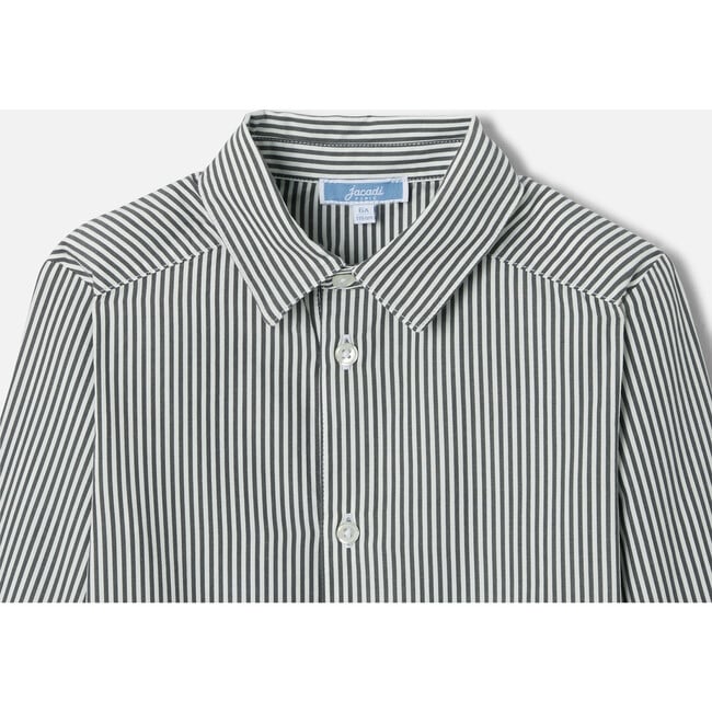 Boy Striped Shirt in Poplin, White/Grey - Shirts - 3