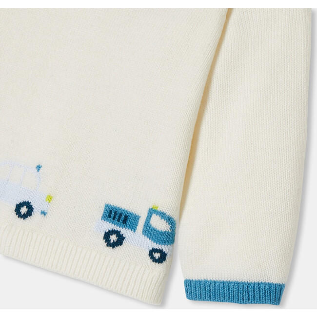 Baby Boy Jersey Jumper, Soft White/Multicolour - Sweaters - 3