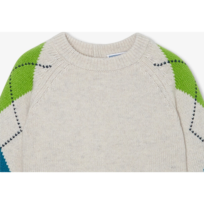 Baby Boy Jacquard Sweater, Heather Beige - Sweaters - 4