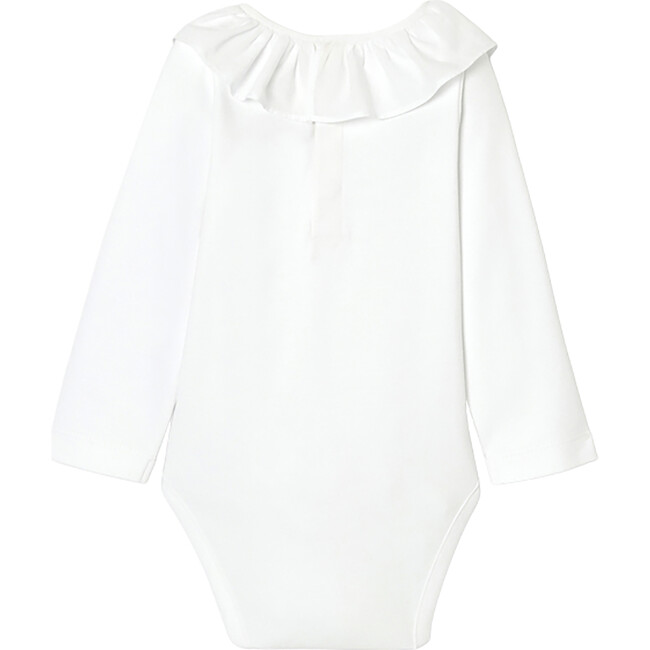 Baby Girl Long Sleeve Bodysuit, White - Onesies - 4