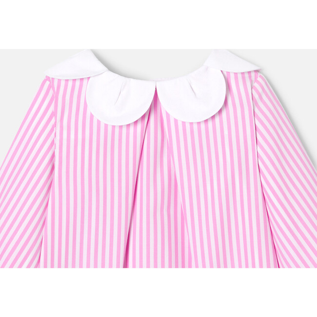 Baby Girl Striped Blouse, White/Pink - Blouses - 5