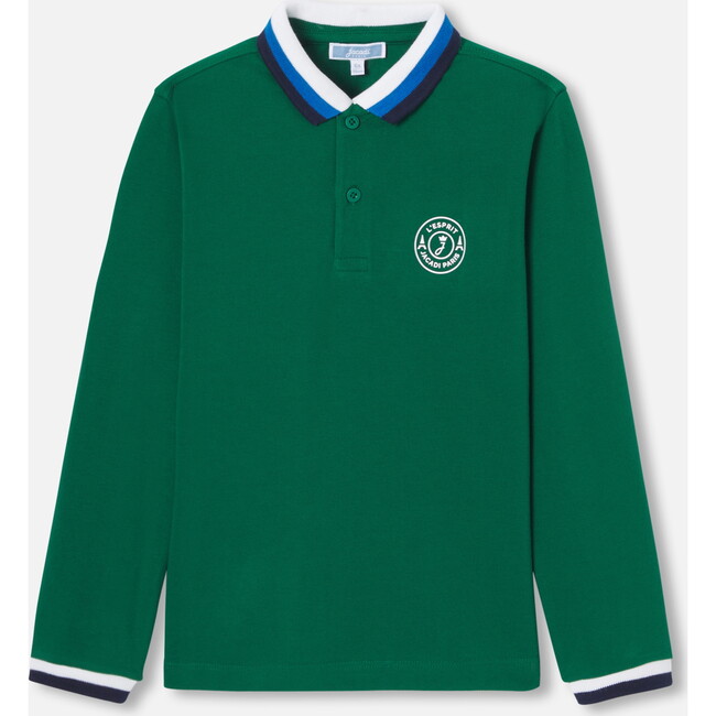 Boy Long Sleeve Polo, Dark green