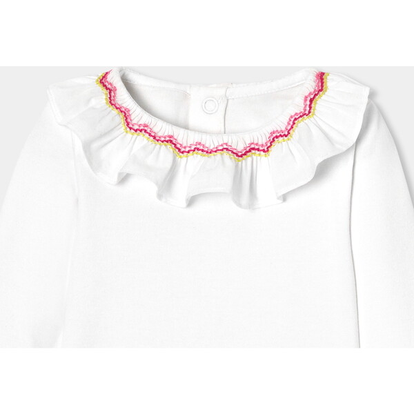 Baby Girl Long Sleeve Bodysuit, White Jacadi Paris Rompers