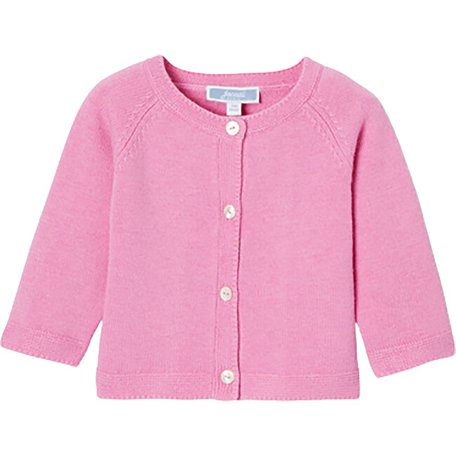 Baby Girl Jersey Cardigan, Medium Pink