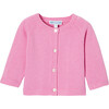 Baby Girl Jersey Cardigan, Medium Pink - Cardigans - 1 - thumbnail