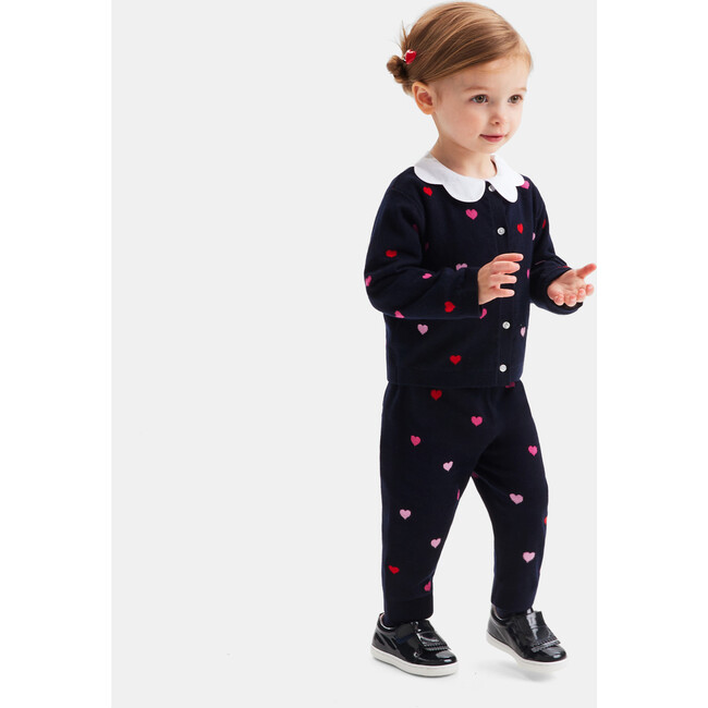 Baby Girl Knitted Pants, Navy/Multicolour - Pants - 3