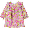 Baby Girl Dress in Velvet Liberty Fabric, White/Multicolour - Dresses - 1 - thumbnail