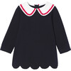 Baby Girl Fleece Dress, Navy - Dresses - 1 - thumbnail