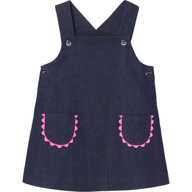 Baby Girl Denim Pinafore Dress, Dark Denim