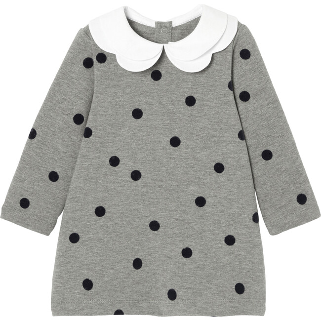 Baby Girl Fleece Dress, Dark grey