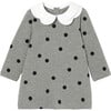 Baby Girl Fleece Dress, Dark grey - Dresses - 1 - thumbnail