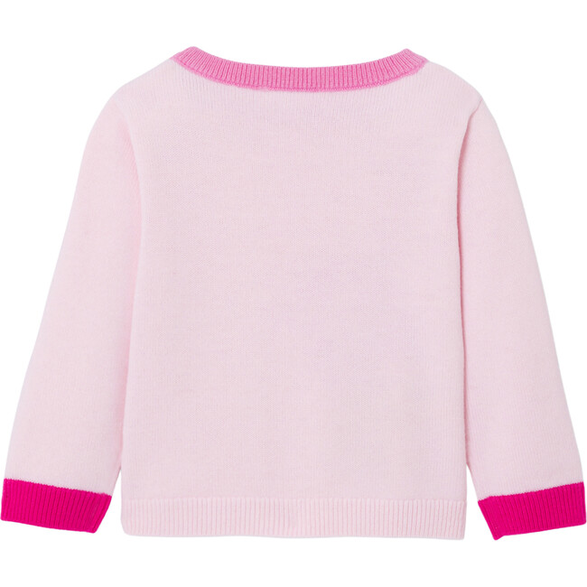 Baby Girl Intarsia Flower Sweater, Powder Pink - Sweaters - 2