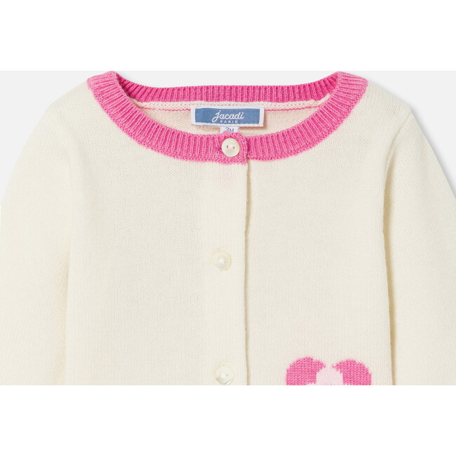 Baby Girl Jersey Cardigan, Soft White/Multicolour - Cardigans - 3