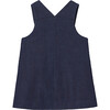 Baby Girl Denim Pinafore Dress, Dark Denim - Dresses - 2