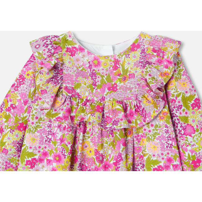 Baby Girl Dress in Velvet Liberty Fabric, White/Multicolour - Dresses - 7