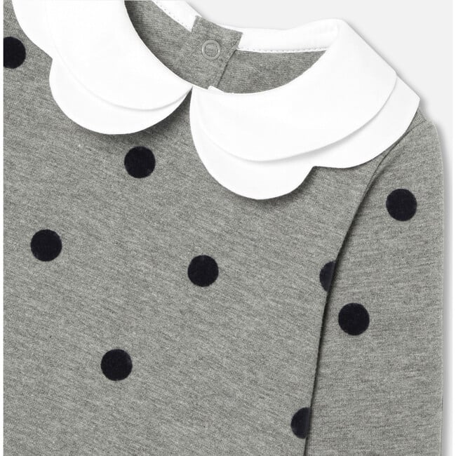 Baby Girl Fleece Dress, Dark grey - Dresses - 3