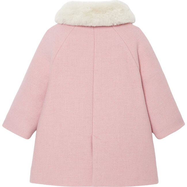 Baby Girl Coat in Wool Cloth, Heather Pink - Coats - 2