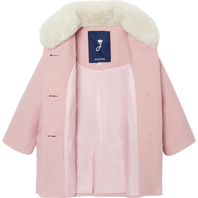 Baby Girl Coat in Wool Cloth, Heather Pink - Coats - 3