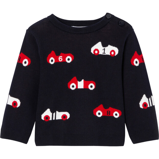 Baby Boy Cotton Sweater, Navy/Red