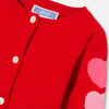 Baby Girl Cardigan with Hearts, Red/Multicolour - Cardigans - 4