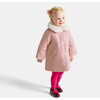 Baby Girl Coat in Wool Cloth, Heather Pink - Coats - 4