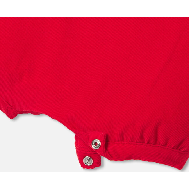 Baby Boy Short Velvet Overalls, Tomato Red - Rompers - 3