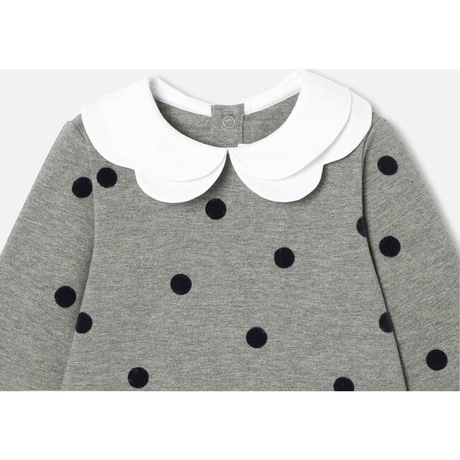 Baby Girl Fleece Dress, Dark grey - Dresses - 4