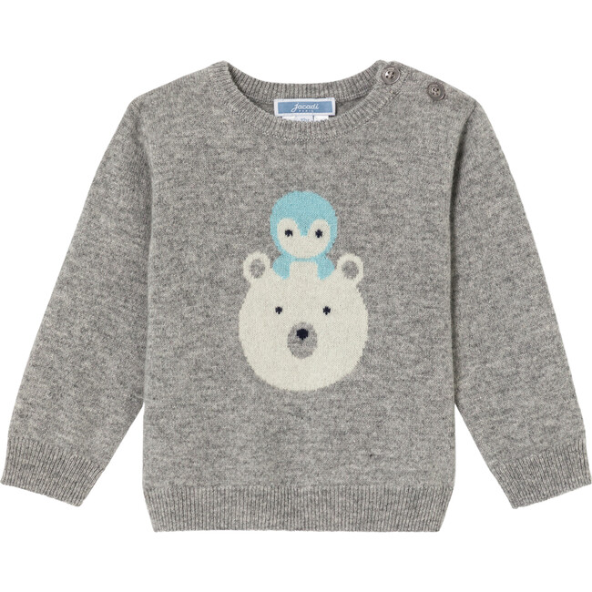 Baby Boy Cashmere Sweater, Light Heather Grey