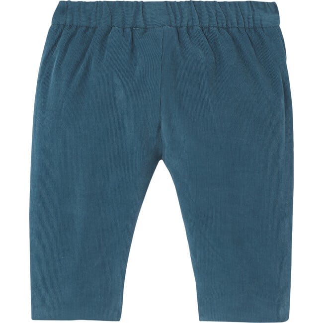 Baby Boy Velour Trousers, Petrol Blue - Pants - 2