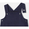 Baby Girl Denim Pinafore Dress, Dark Denim - Dresses - 6