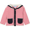 Baby Boy Cardigan with Sailor Collar, White/Red - Cardigans - 1 - thumbnail