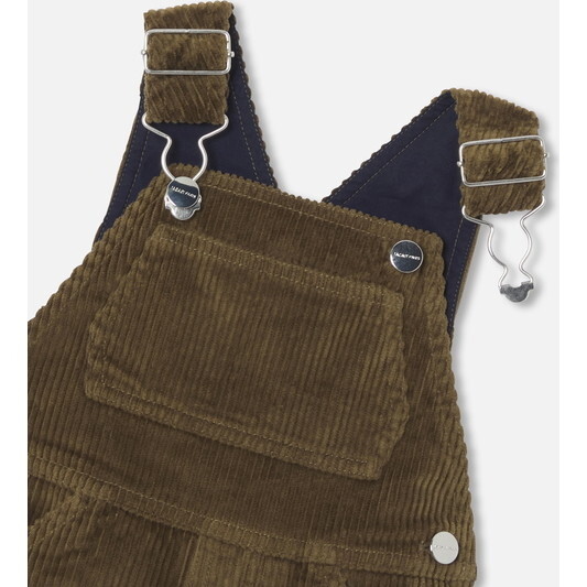 Baby Boy Corduroy Overalls, Bronze - Rompers - 3