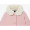 Baby Girl Coat in Wool Cloth, Heather Pink - Coats - 7