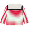 Baby Boy Cardigan with Sailor Collar, White/Red - Cardigans - 2