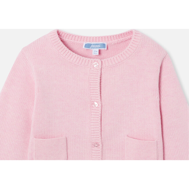 Baby Girl Cardigan, Heather Pink - Cardigans - 8