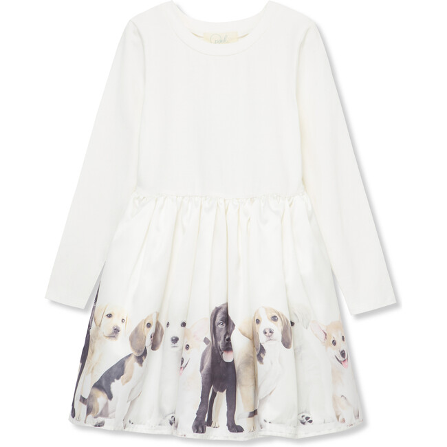 Photoreal Puppies Dress, Off-White