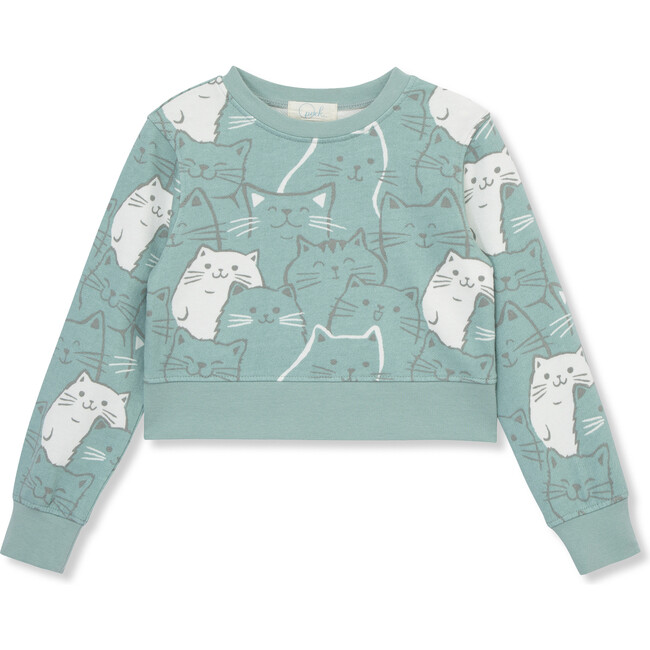 Cats Sweatshirt, Aqua