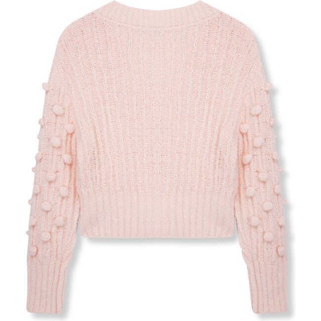 Pompom Sweater Cardigan, Pink - Sweaters - 2