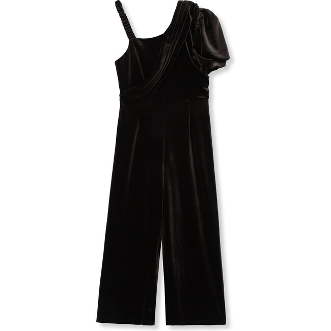 Velour Wrap Jumpsuit, Black